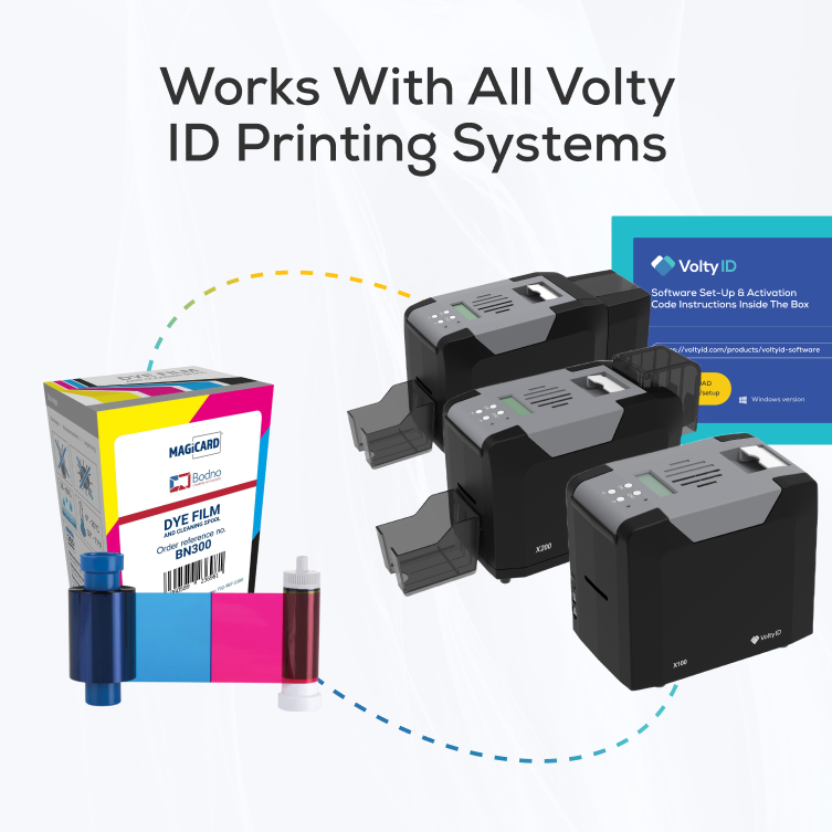 Genuine YMCKO Full-Color Ribbon, 100 Prints, for VX100 ID Card Printer
